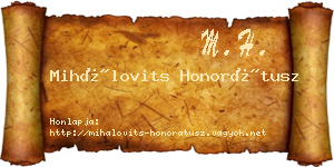Mihálovits Honorátusz névjegykártya